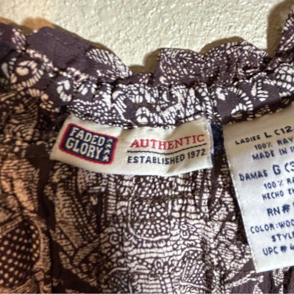 Vintage Faded Glory Y2K Top Size L Forest Fairy Grunge Babydoll Scrunched Brown - Picture 3 of 13